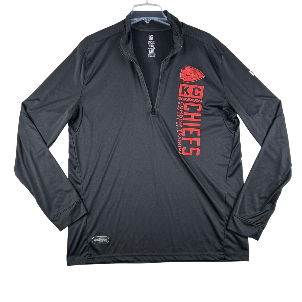 Kansas City Chiefs Shirt Mens XL Black NFL Football New Era Combine Qtr Zip FLAW